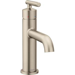 imageMoen 6145BL Gibson One Handle Single Hole Modern Bathroom Sink Faucet with Optional Deckplate Matte BlackBrushed Nickel