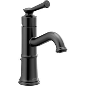 imageMoen 6402BL Belfield OneHandle Bathroom Sink Faucet with Drain Assembly and Optional Deckplate Matte Black