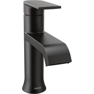 imageMoen 6702BN Genta LX One Handle Single Hole Modern Bathroom Sink Faucet with Optional Deckplate Brushed NickelMatte Black