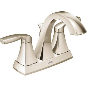 imageMoen 6901NL Voss TwoHandle High Arc Centerset Bathroom Faucet Polished Nickel