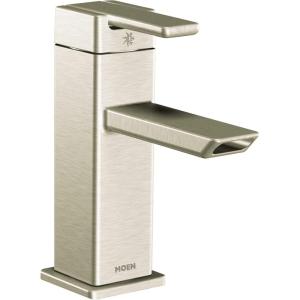 imageMoen 90 Degree Chrome OneHandle Modern Bathroom Faucet with Drain Assembly S6700Brushed Nickel