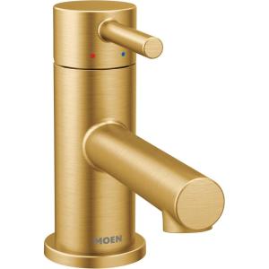 imageMoen Align Chrome OneHandle Single Hole Low Profile Modern Bathroom Faucet with Drain Assembly 6191Brushed Gold