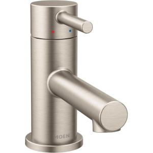 imageMoen Align Chrome OneHandle Single Hole Low Profile Modern Bathroom Faucet with Drain Assembly 6191Brushed Nickel