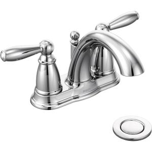 imageMoen Brantford Chrome TwoHandle LowArc Traditional Centerset Bathroom Faucet with Drain Assembly 6610Faucet