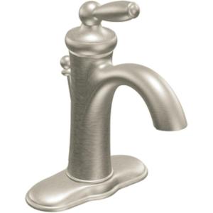 imageMoen Brantford OilRubbed Bronze OneHandle Traditional LowArc Bathroom Faucet with Optional Deckplate and Available Vessel Sink Extension Kit 6600ORBBrushed Nickel
