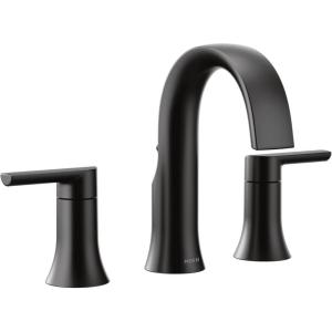 imageMoen Doux Chrome TwoHandle 8Inch Widespread Lever Handle Bathroom Faucet Trim Kit Valve Required TS6925Matte Black