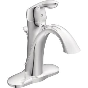 imageMoen Eva Chrome OneHandle Single Hole Bathroom Sink Faucet with Optional Deckplate and Available Vessel Sink Extension Kit 6400