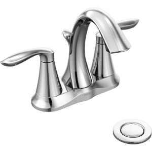 imageMoen Eva OilRubbed Bronze TwoHandle Centerset Lavatory Faucet with Drain Assembly Sink Faucet Bathroom 3Hole for Standard 4inch Countertop Setup 6410ORBChrome