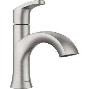 imageMoen Karis Chrome OneHandle Single Hole Bathroom Sink Faucet with Optional Deckplate 84346Brushed Nickel