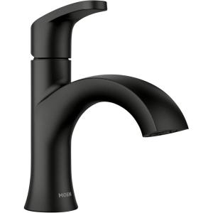 imageMoen Karis Chrome OneHandle Single Hole Bathroom Sink Faucet with Optional Deckplate 84346Matte Black