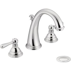 imageMoen Kingsley Chrome Traditional TwoHandle Widespread HighArc Bathroom Faucet with Drain Assembly Valve Required T6125