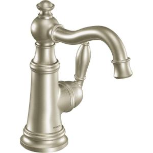 imageMoen Polished Nickel Weymouth OneHandle Single Hole Traditional Bathroom Sink Faucet with Drain Assembly S42107NLBrushed Nickel