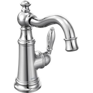 imageMoen Polished Nickel Weymouth OneHandle Single Hole Traditional Bathroom Sink Faucet with Drain Assembly S42107NLChrome