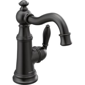 imageMoen Polished Nickel Weymouth OneHandle Single Hole Traditional Bathroom Sink Faucet with Drain Assembly S42107NLMatte Black