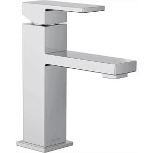 imageMoen Revyl Matte Black OneHandle Single Hole Modern Bathroom Sink Faucet with Optional Deckplate and Spring Loaded Drain Assembly 84771BLChrome
