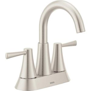 imageMoen Ronan Matte Black TwoHandle 4 in Centerset Modern Bathroom Faucet with PushDown Drain 84022BLBrushed Nickel