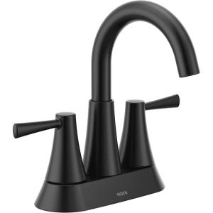 imageMoen Ronan Matte Black TwoHandle 4 in Centerset Modern Bathroom Faucet with PushDown Drain 84022BLMatte Black