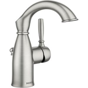 imageMoen Sarona Mediterranean Bronze OneHandle Single Hole Rustic Farmhouse Bathroom Faucet with Optional Deckplate Traditional Bathroom Sink Faucet and Drain Assembly 84144BRBSpot Resist Brushed Nickel