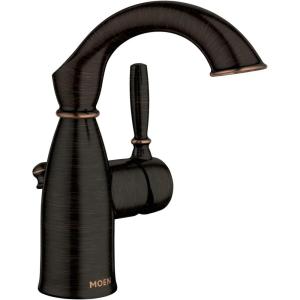 imageMoen Sarona Mediterranean Bronze OneHandle Single Hole Rustic Farmhouse Bathroom Faucet with Optional Deckplate Traditional Bathroom Sink Faucet and Drain Assembly 84144BRBMediterranean Bronze