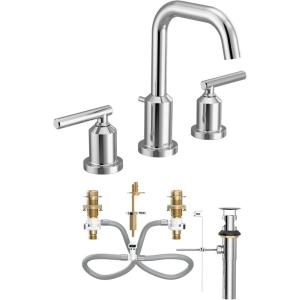 imageMoen T6142BL Gibson Two Handle 8Inch Widespread High Arc Modern Bathroom Sink Faucet Valve Required Trim Only Matte BlackChrome