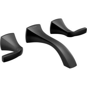 imageMoen T6906BL Voss Matte Black TwoHandle Wall Mount Bathroom Faucet Trim Kit Valve Required