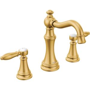 imageMoen TS42108BL Weymouth TwoHandle Lever Handle Bathroom Faucet Trim Kit Valve Required Matte BlackBrushed Gold