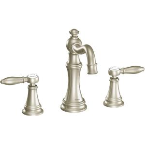 imageMoen TS42108BL Weymouth TwoHandle Lever Handle Bathroom Faucet Trim Kit Valve Required Matte BlackBrushed Nickel