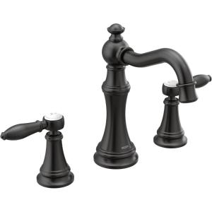 imageMoen TS42108BL Weymouth TwoHandle Lever Handle Bathroom Faucet Trim Kit Valve Required Matte BlackMatte Black