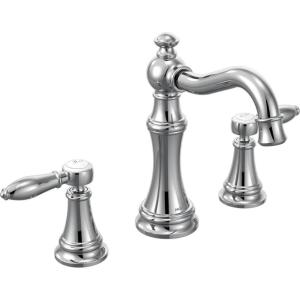 imageMoen TS42108BL Weymouth TwoHandle Lever Handle Bathroom Faucet Trim Kit Valve Required Matte BlackPolished Nickel