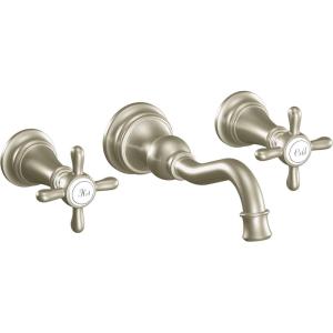 imageMoen TS42112ORB Weymouth Cross Handle Wall Mount Bathroom Faucet Trim Valve Required Oil Rubbed BronzeBrushed Nickel