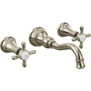 imageMoen TS42112ORB Weymouth Cross Handle Wall Mount Bathroom Faucet Trim Valve Required Oil Rubbed BronzePolished Nickel