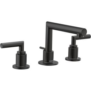 imageMoen TS43002 Arris TwoHandle Modern 8 in Widespread Bathroom Faucet Trim Kit Valve Required ChromeMatte Black