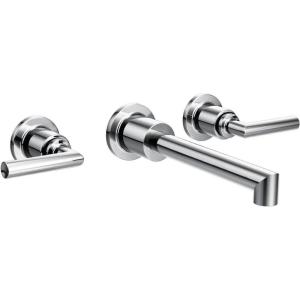 imageMoen TS43003 Arris TwoHandle Wall Mount Bathroom Faucet Trim Valve Required ChromeChrome