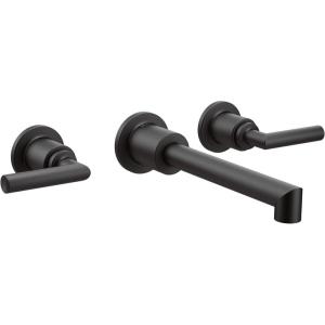 imageMoen TS43003 Arris TwoHandle Wall Mount Bathroom Faucet Trim Valve Required ChromeMatte Black