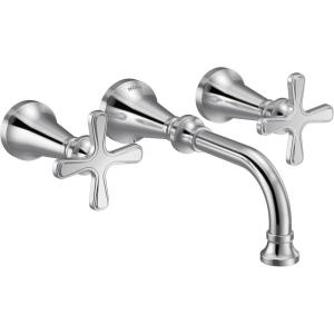imageMoen TS44103 Colinet Traditional TwoHandle Widespread HighArc Bathroom Faucet with Cross Handles Valve Required ChromeChrome