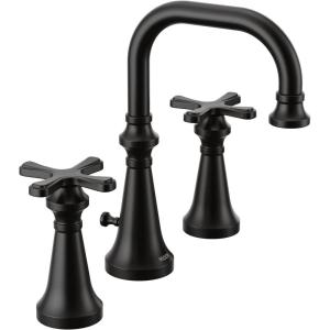 imageMoen TS44103 Colinet Traditional TwoHandle Widespread HighArc Bathroom Faucet with Cross Handles Valve Required ChromeMatte Black