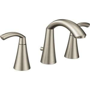imageMoen TV6173BL Glyde TwoHandle High Arc Widespread Bathroom Sink Faucet for 3Hole Setups with Valve Included Matte BlackBrushed Nickel