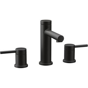 imageMoen Two Handle Widespread Contemporary Modern Matte Black Bathroom Sink Faucet with Drain Kit Perfect for Countertop and Wide Spread Bath Setup T6193BLMatte Black