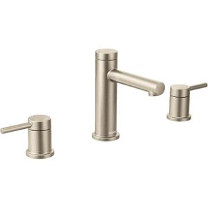 imageMoen Two Handle Widespread Contemporary Modern Matte Black Bathroom Sink Faucet with Drain Kit Perfect for Countertop and Wide Spread Bath Setup T6193BLBrushed Nickel