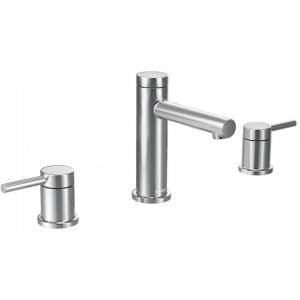 imageMoen Two Handle Widespread Contemporary Modern Matte Black Bathroom Sink Faucet with Drain Kit Perfect for Countertop and Wide Spread Bath Setup T6193BLChrome