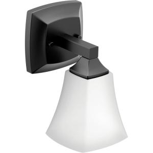 imageMoen Voss Matte Black 1Light DualMount Bath Bathroom Vanity Light Fixture with Frosted Glass YB5161BL