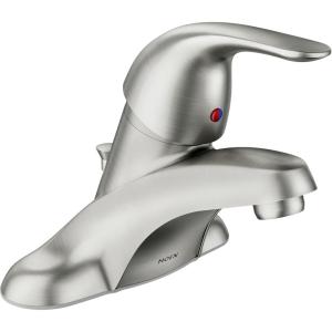 imageMoen WS84503 OneHandle Low Arc Bathroom Faucet ChromeSpot Resist Brushed Nickel