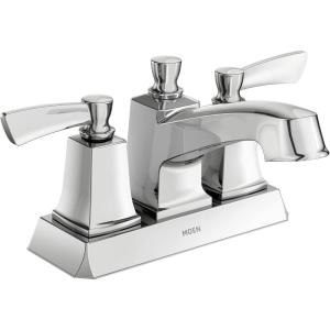 imageMoen WS84922 Conway TwoHandle Centerset Bathroom Faucet with Drain Assembly ChromeChrome