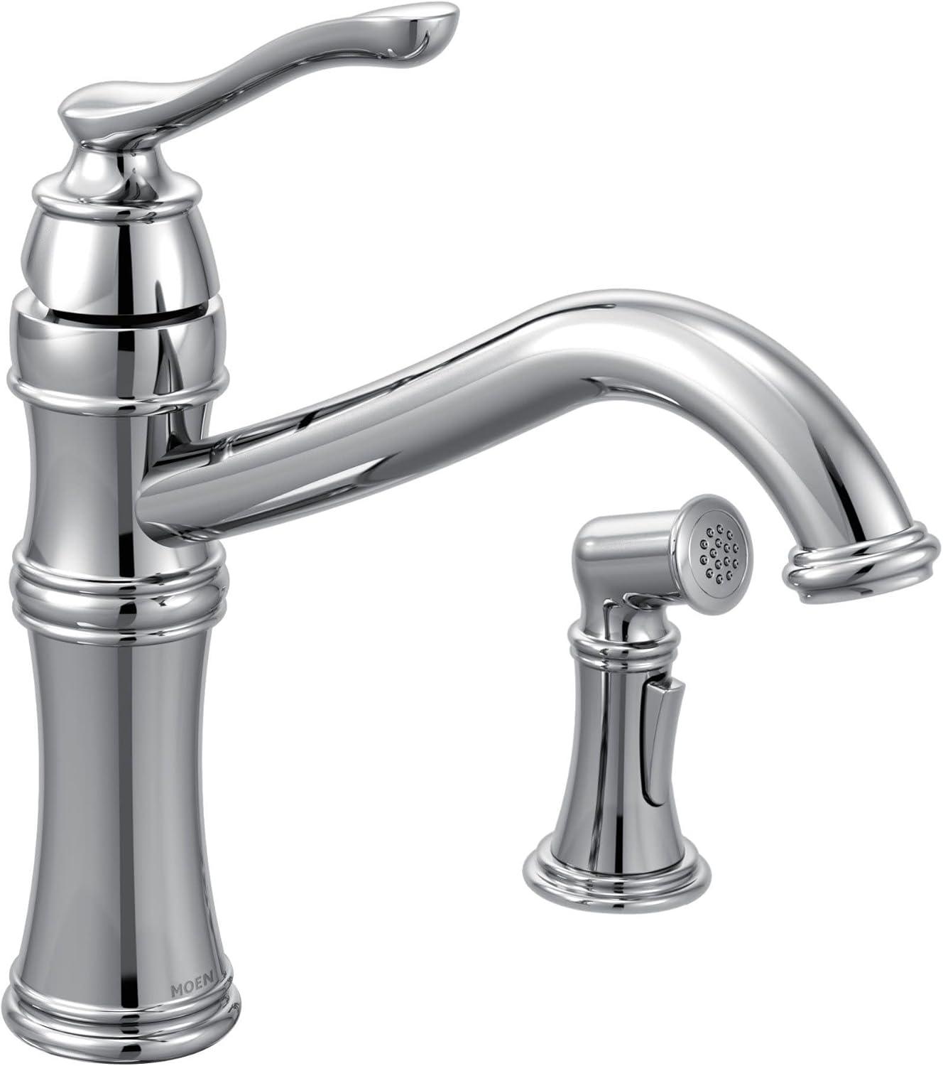 imageMoen Belfield Oil Rubbed Bronze Traditional One Handle High Arc Kitchen Faucet with Side Spray and Optional Deckplate Included 7245ORBChrome