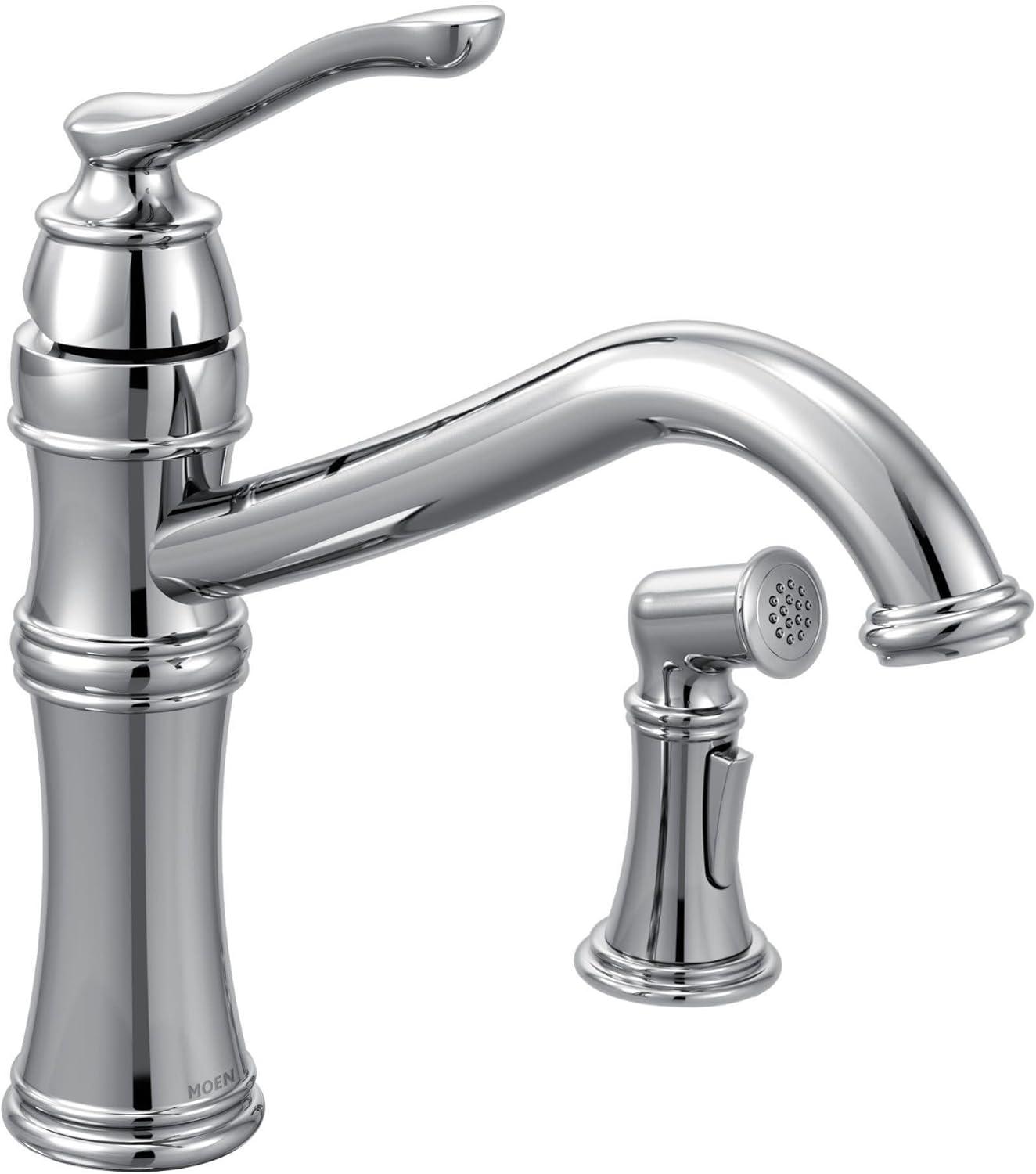imageMoen Belfield Oil Rubbed Bronze Traditional One Handle High Arc Kitchen Faucet with Side Spray and Optional Deckplate Included 7245ORBChrome