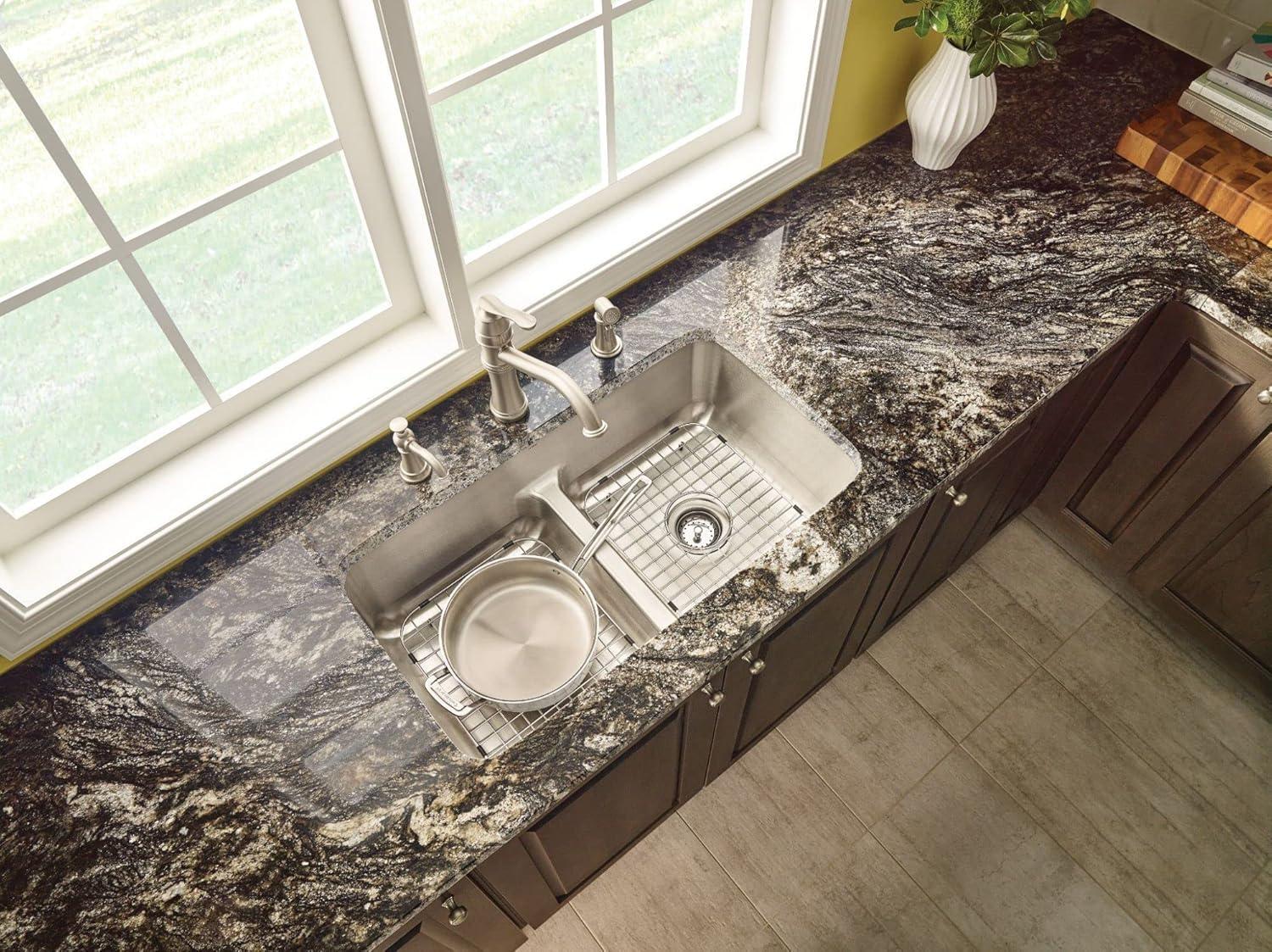 imageMoen Belfield Oil Rubbed Bronze Traditional One Handle High Arc Kitchen Faucet with Side Spray and Optional Deckplate Included 7245ORBChrome