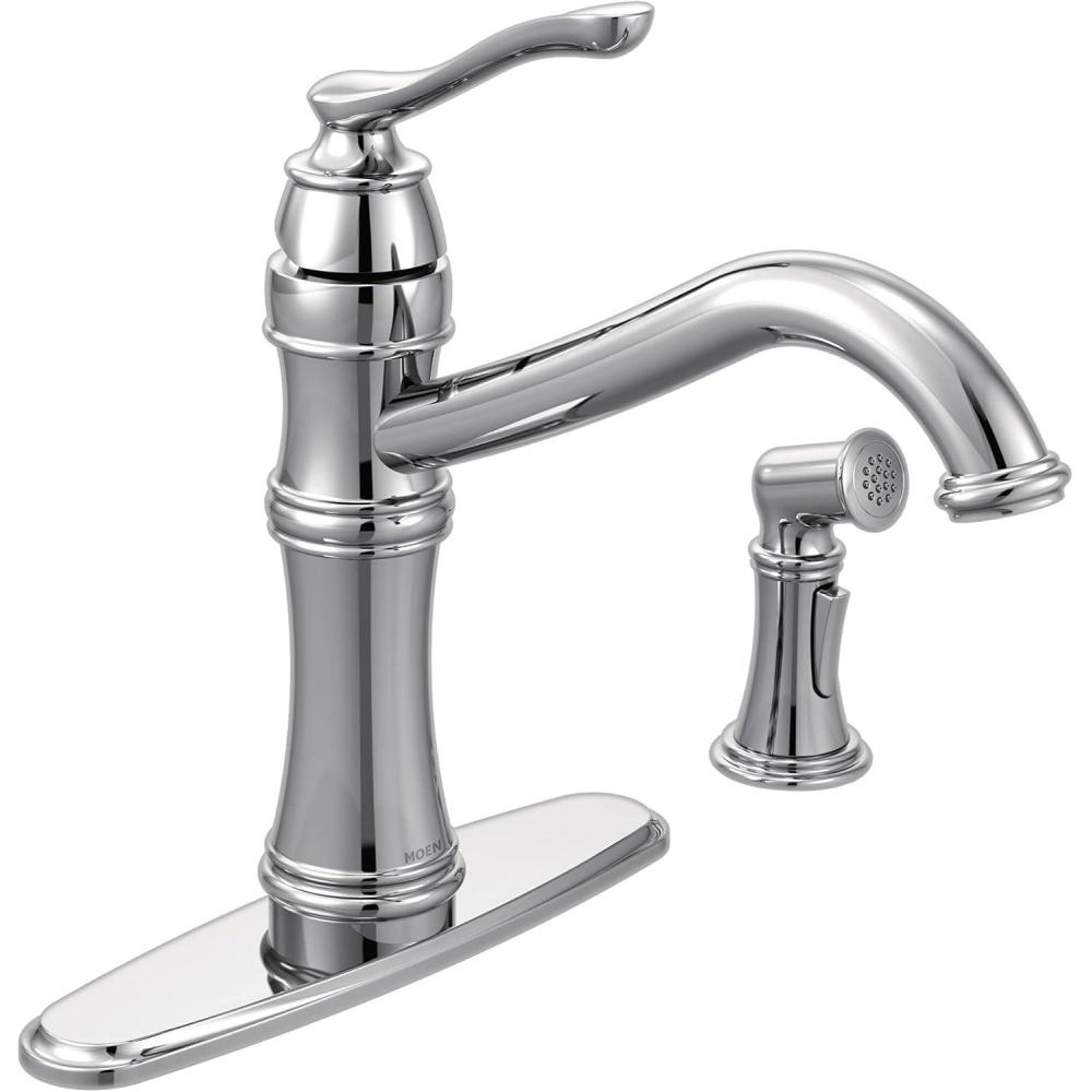 imageMoen Belfield Oil Rubbed Bronze Traditional One Handle High Arc Kitchen Faucet with Side Spray and Optional Deckplate Included 7245ORBChrome