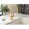 imageMoen 7622EVC CIA Smart Faucet Touchless Pull Down Sprayer Kitchen Faucet with Voice Control and Power Boost Includes Optional Matte Black Accents ChromeBrushed Gold