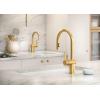 imageMoen 7622EVC CIA Smart Faucet Touchless Pull Down Sprayer Kitchen Faucet with Voice Control and Power Boost Includes Optional Matte Black Accents ChromeBrushed Gold
