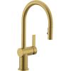 imageMoen 7622EVC CIA Smart Faucet Touchless Pull Down Sprayer Kitchen Faucet with Voice Control and Power Boost Includes Optional Matte Black Accents ChromeBrushed Gold